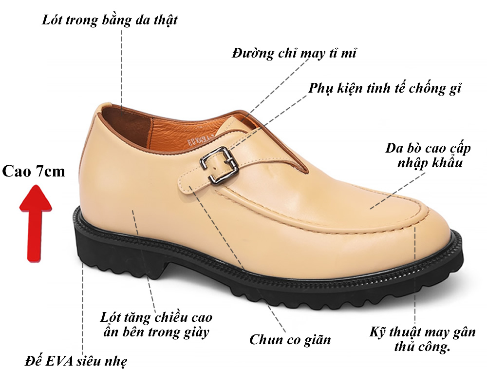 Giày nam tăng 7cm đế eva siêu nhẹ 6